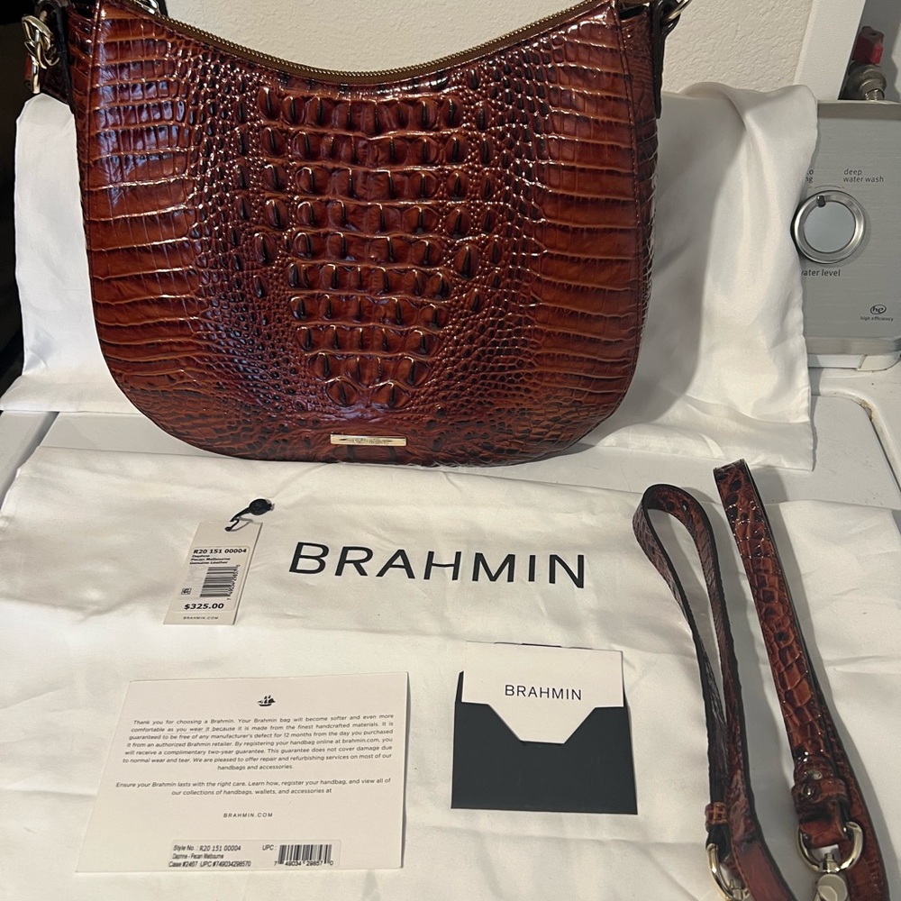 Brahmin Brown Crocodile-Embossed Shoulder Bag